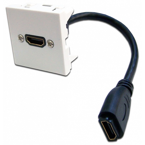 45x45 Mosaic insert with HDMI adapter and extender, female-female, white